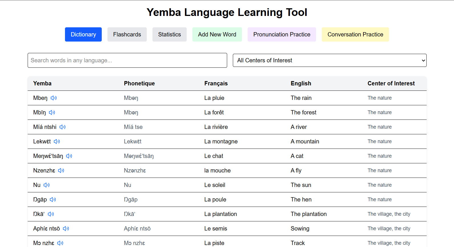 Yemba Language Learning Tool